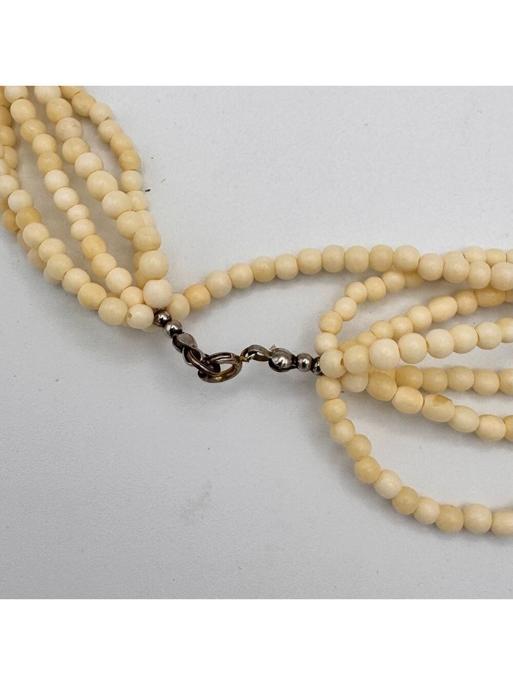 Vintage 90s Multi Strand Faux Shell Beaded Statement Necklace - Picture 3 of 3